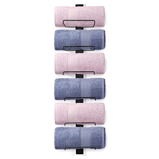 TIPSYTREE Towel Racks for Bathroom Towel Rack Wall Mounted Bath Towel Holder Storage, 6 Levels Wall Mounted Storage Organizer for Towels for Spa, Salon, Camper