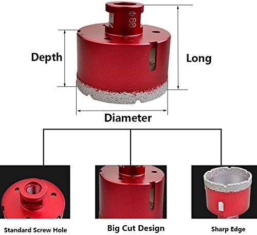 1PC Diamond Drill Bit,Dry Diamond Drill Core Bit Diameter 25mm Angle Grinder Hole Saw Opener M14 Connection Vacuum Brazed Drilling Tile Porcelain Granite Marble - Image 3
