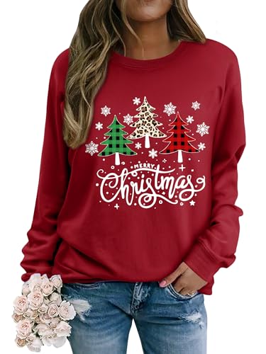 Yihelian Weihnachts Sweatshirt Damen Weihnachtspullover Merry...