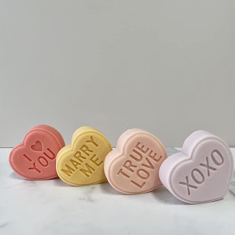 Miniatura 5 de TOPYS Moldes de silicona para velas de letras del alfabeto en forma de corazón, moldes de letras epoxi para colgante de resina de arcilla, tallado