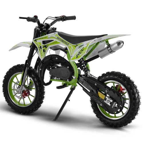 Image of 2026 New 50cc Dirt Bike for Kids 2-Stroke, Toddler Gas Powered Mini Bike with Front Rear Disc Brakes, Speeds up to 40KM /H, Gas Motorcycle for Children, Ideal Gifts for Boys Girls, Blue (Green L)