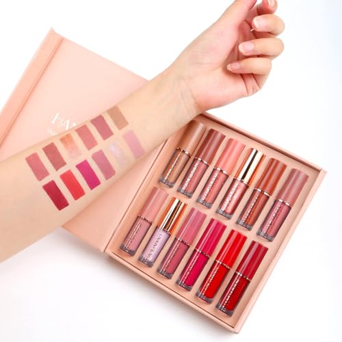 Image of LA OTTER 12Pcs Velvet Matte Liquid Lipstick Set, Professional Makeup Gift Kit for Women (Red, purple, pink, 30 ml)