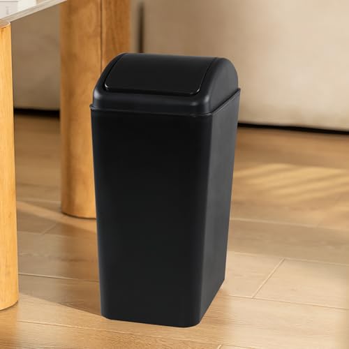 Caneca de basura plástica negra 16 L con tapa basculante miniatura 6