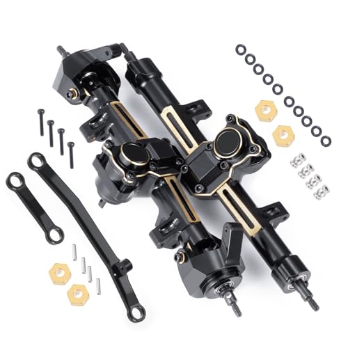 QUE-T Metal Front Rear Axles Set Standard Axle Upgrade for 1/24 Scx24 Gladiator Deadbolt JLU C10 Axial RC Crawler