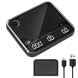 BOOKOO Kaffeewaage mit Timer, 0,1 g hochpräzise Espresso Waage, 2 kg, 4 Modi, Bluetooth-App & Flow Rate, IP67 wasserdicht, Akku bis zu 72h (2000mAh), USB wiederaufladbar, für Espresso & Pour Over