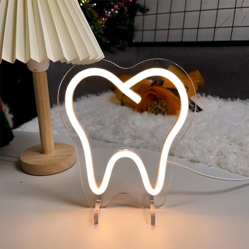 Image of Teeth Table Number Neon Sign Desk Lamp Night Light Wedding Letter LED Neon Sign Wedding Table Decorations Neon Light Shop Bedroom Home Room Decor Christmas Party Warm White USB 20x18 CM