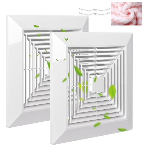 Vent Cover (2 Pieces 9"x9") Exhaust Fan Cover for Bathroom Spring Loaded Square Ceiling or Wall Fan Ceiling Fan Grille Diffuser