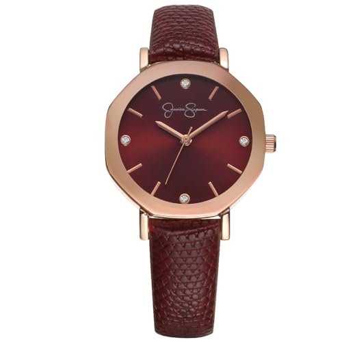 Montre femme Jessica Simpson cadran bordeaux bracelet PU réglable