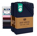 Drap-housse - Comprend Lot de 2 drap-housse 180 x 200 cm par Utopia Bedding avec des poches profondes de 35 cm