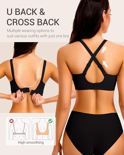 Image of Gailife Deep V Jelly Bras for Women No Underwire Wireless Seamless Push Up Bra Comfort Support Plunge Bralette Full Coverage