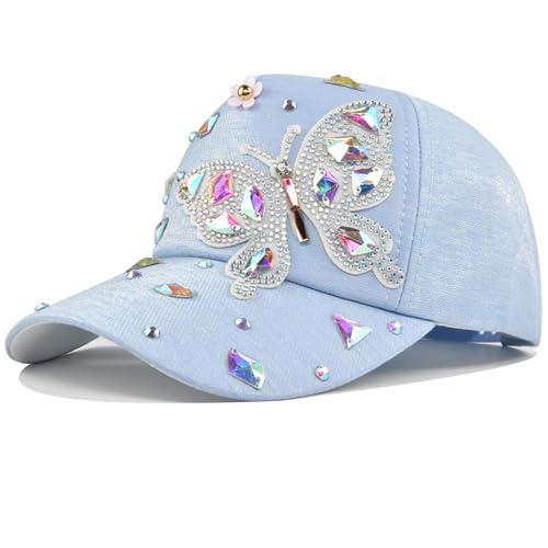 Gorra de béisbol con mariposas y abejas brillante para mujer miniatura 1