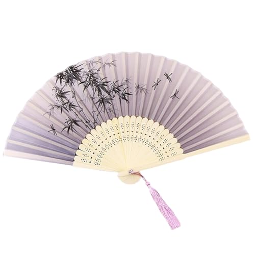 OUDQFCJ 1 pieza abanico plegable con borla, fresco para el verano, abanico para mujer ideal para fiestas, graduaciones, bodas, decoración del hogar, decoración asiática, cosplay (rosa)