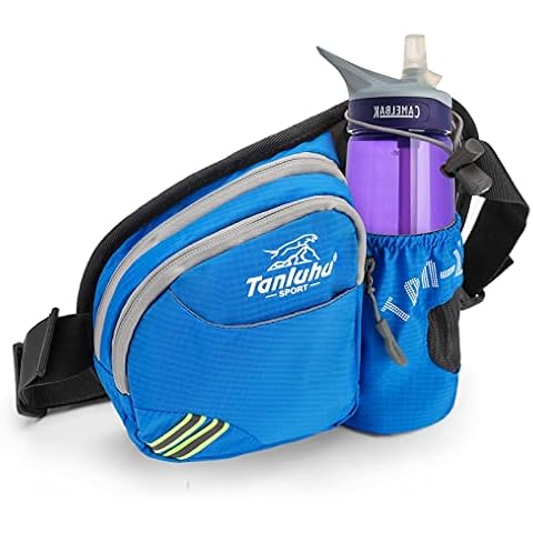 Auniq Waist Bag, Portable Hiking Waist Packs Waterproof Bumbags with Bottle Holder Multifunctional Waist Fanny Pack Running Belt Reflective Sport Waist Pouch for Hiking Climbing Running (Blue) Cover