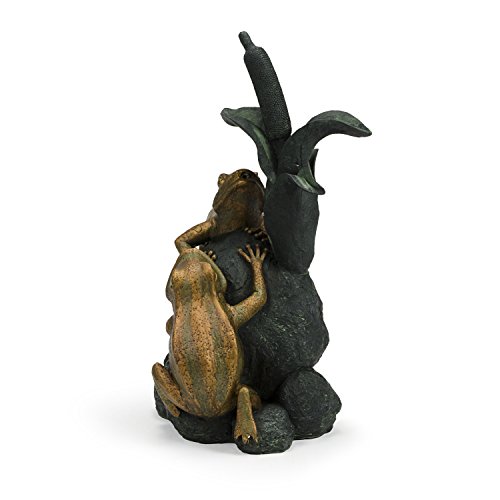 Aquascape Double Frog with Cattail Spitter Fountain with Pump for Pond, Container Water Garden, and Water Features, Poly-Resin | 78210