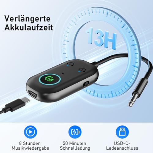 Receptor transmisor Bluetooth, adaptador Bluetooth 5.3 2 en 1 Blue-Tooth Sender Jack para 2 auriculares como Airpods, adaptador Bluetoo th jack 3,5 para auriculares, coche, sistema de audio, TV - imagen 4