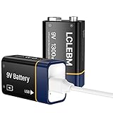 (1300mah) batteria ricaricabile usb-c da 9v - batterie ricaricabili da 9 volt agli ioni di litio di lunga durata per allarmi antifumo, fotocamere digitali e dispositivi domestici - 2pcs