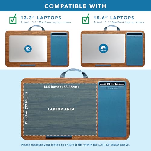 Image of LAPGEAR Home Office Lap Desk with Device Ledge, Mouse Pad, and Phone Holder - Espresso Blue - Fits up to 15.6 Inch Laptops - Style No. 91522