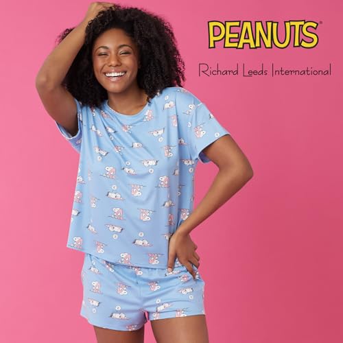 Image of Richard Leeds International Womens 2 Piece Pajama Set - Disney | Hello Kitty | Snoopy - Short Sleeve Top & Shorts Lounge Sets