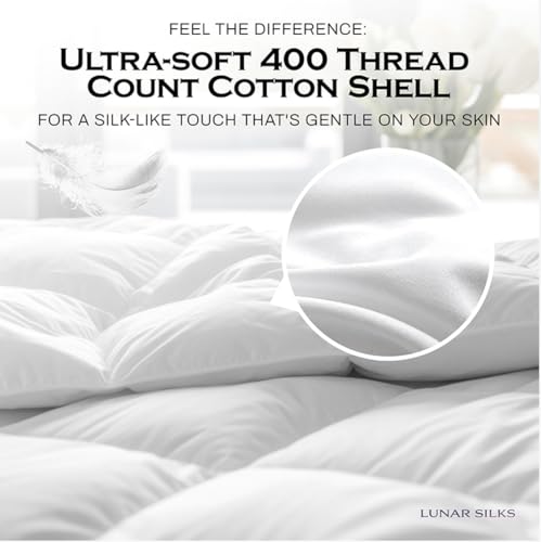 Lunar - Luxury Ethical Goose Down Comforter - All-Season, 400 Thread Count Ultra-Soft Sateen, RDS & Oeko-TEX Certified Duvet Insert with Eight (8) Corner Loops (King Size)