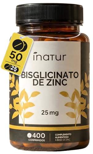 Zinc Bisglicinato 25 mg 400 Comprimidos (+1 Año) | Para el Pelo, Piel y Uñas | Antioxidante | Vegano