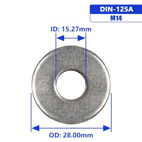 Image of M14 x 28mm OD Flat Washer, 18-8 (304) Stainless Steel Washers Flat, 20PCS