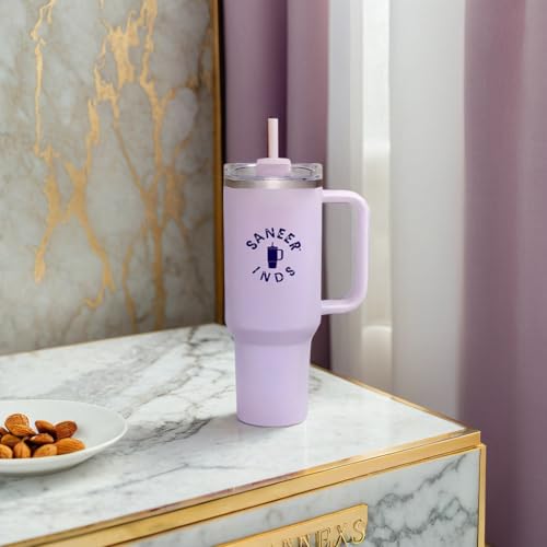 SANEER INDUSTRIES- Quencher H2.0 for Water, Iced Tea or Coffee, FlowState Stainless Steel Vacuum Insulated Tumbler with Lid and Straw Smoothie and More, Orchid, 40 oz (Lilac)