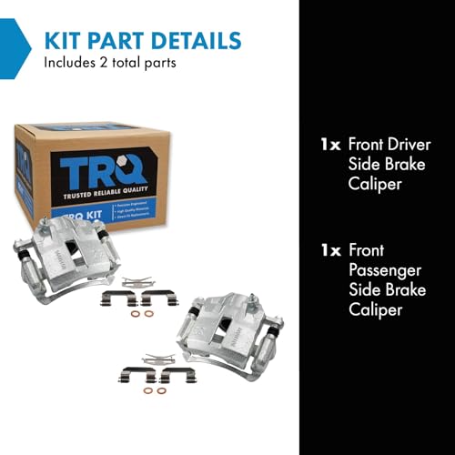 Image of TRQ Front Brake Caliper Set Zinc Coated Brackets Hardware Compatible with 2002-2005 Hyundai Elantra
