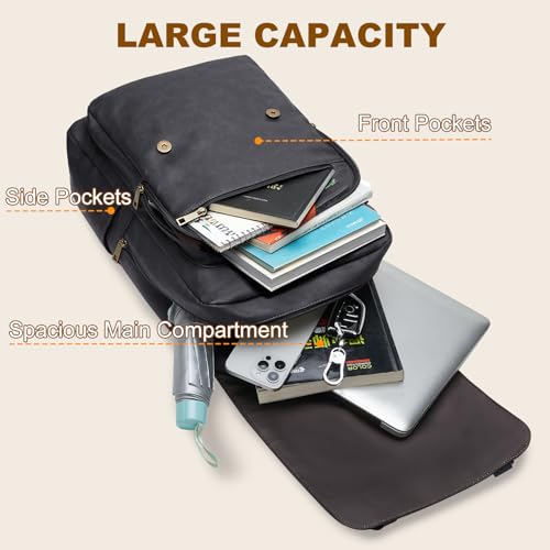 NEHOR Leather Backpack Black