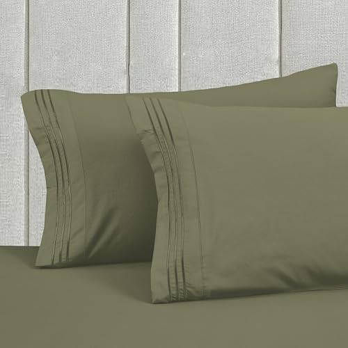 Image of Mocassi Luxury 4-Piece Sheet Set, Ultra Soft 1800 Premium Hotel Quality Microfiber Sheet Set, Fits Mattresses Up to 18 to 24 Inches Extra Deep Pocket - Breathable and Secure Fit, Twin XL, Sage Green