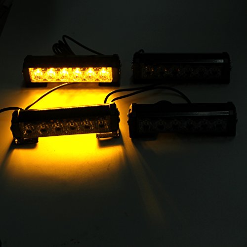 Justech 4 In 1 Strobe Lights Amber Hazard Warning Beacon Light With Car Charger, Emergency Surface Mount Grill Flashing Warning Light 12V 24V Universal For Car Truck Trailer Caravan Camper Van #TOP4