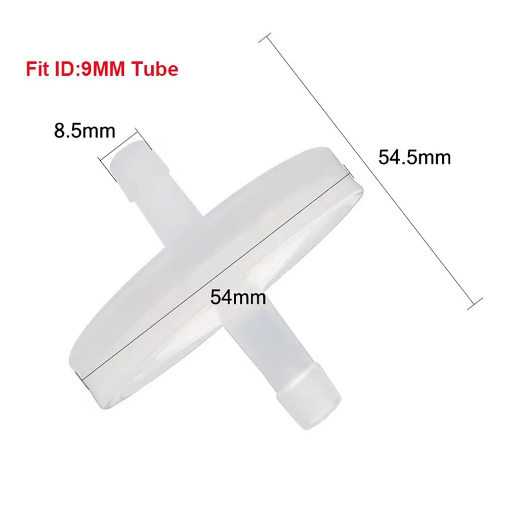 5 filtri dell'aria sanitari da 0,5 micron per fermentazione, acquario, sistema di aerazione – PP per uso alimentare, adatto a tubi ID da 9 mm