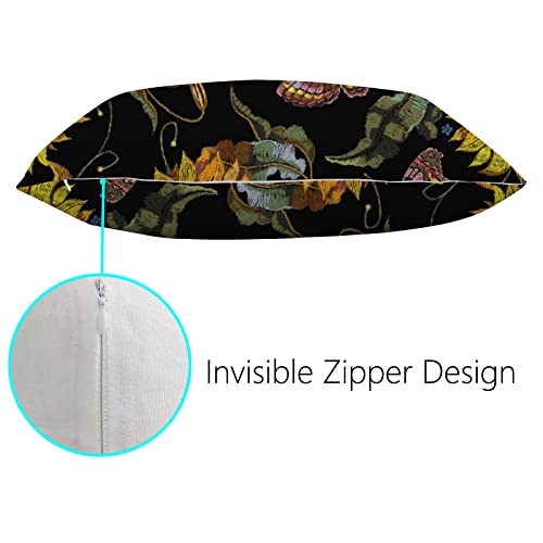 Xollar Soft Pillowcases Queen Size 20 X 30 In Set Of 2, Sunflowers And Butterflies Bed Pillow Case Pillow Sham Protector Cover For Bed Sofa Zipper Closure #TOP2