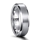 Greenpod 6MM Tungsten Carbide Engagement Rings for Men Beveled Edges Polish Wedding Band Women Engraved I Love You Comfort Fit Size 10