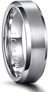Greenpod 6MM Wedding Band for Men Beveled Edges Polish Tungsten Carbide Ring Engraved
