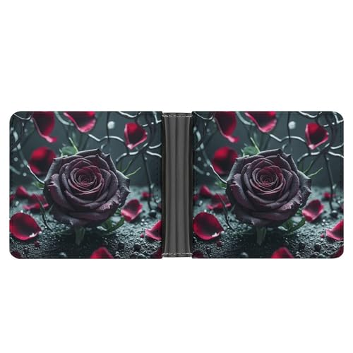 Rose Leather Bifold Wallet with 2 Hidden Pockets 6 Card Slots Slim Wallets for Cash, Cards, And ID
