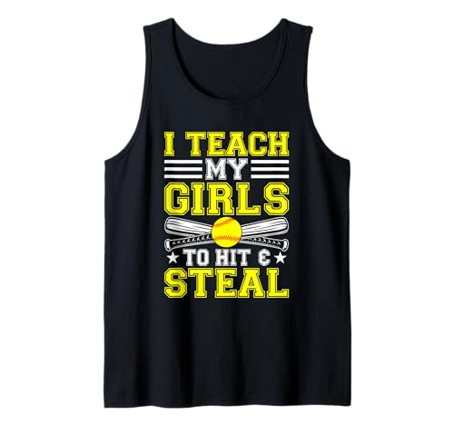 I Teach My Girl To Hit And Steal Fun Softball Parents Camiseta sin Mangas