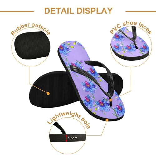 Sinestour Maple Leaf Sketch Orange Orchid Blossom Floral Lightpurple Flip Flops for Beach Thong Sandals Anti-slip Lightweight Beach Slippers for House Indoor Outdoor3