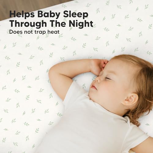 Image of 2-Pack Mini Crib Sheets Fitted, 38x26 Pack N Play Mattress Sheets (Herb) | Organic Cotton Sheets for Pack and Play Mattress, Soft, Breathable Playard Bedding Sheet, Mini Toddler Bed Cover, Boys, Girls