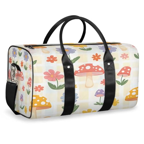 Mushroom Duffle Bag for Travel, Overnight Weekend Gym Carry On Luggage Bag, Cute Travel Duffel Bag for Men Women