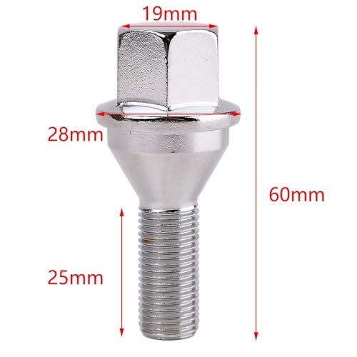 Pernos de rueda M12x1.25 de 28 mm para Jeep Renegade y Cherokee juego de 4 piezas 3