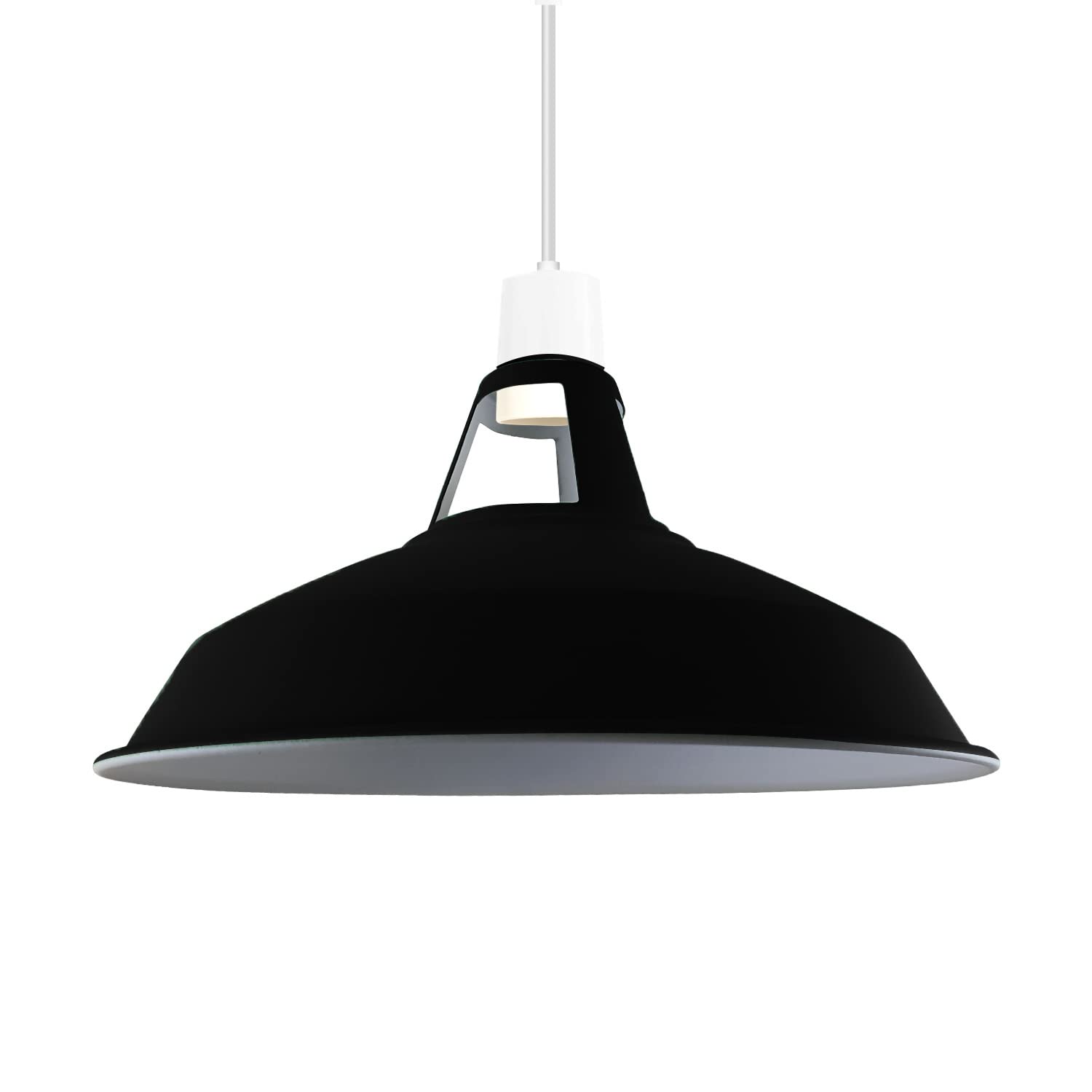 DC VOLTAGE Metal Ceiling Lamp Shade 30CM Easy Fit Light Pendant Modern Ceiling Lighting Shade for Bedroom, Hallway, Office, Café, Restaurant Industrial Light Shade Ceiling Pendant (Black Inner White) — image 1