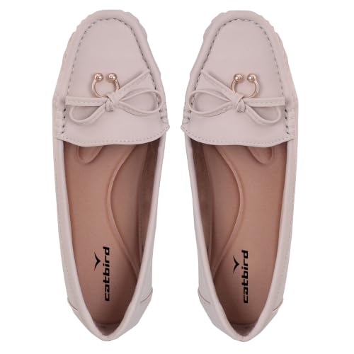 Image of CatBird Women's Flat Shoes for Casual & Office Wear, Bow Detail Slip-On Loafers