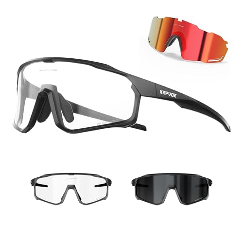 KAPVOE Gafas de Ciclismo Polarizadas Fotocromáticas Mujer Hombre MTB BTT Bicicleta Para Transparentes Deportivas Ciclista Carretera Montana Running Bici Deporte Correr Conducir Pesca