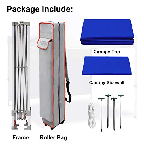 Eurmax Usa Smart Durable Pop Up Canopy Tent With 1 Removable Sidewall 10'X10' Outdoor Craft Show Canopy Bouns 4X Stakes（Blue #TOP5