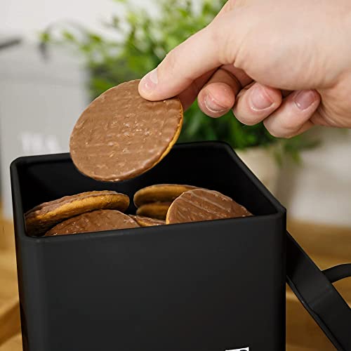 Lata para galletas de hierro resistente caja de almacenamiento de metal negro 7