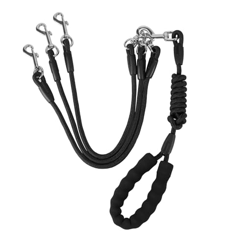 NALACAL 6ft Detachable Dog Leash for 3 Dogs 3 in 1 Durable Nylon Dog Leash with Padded Handle, 360° Swivel No Tangle Rope Removable Pet Traction Rope, Lead for Medium Large Dogs Walking and Training
