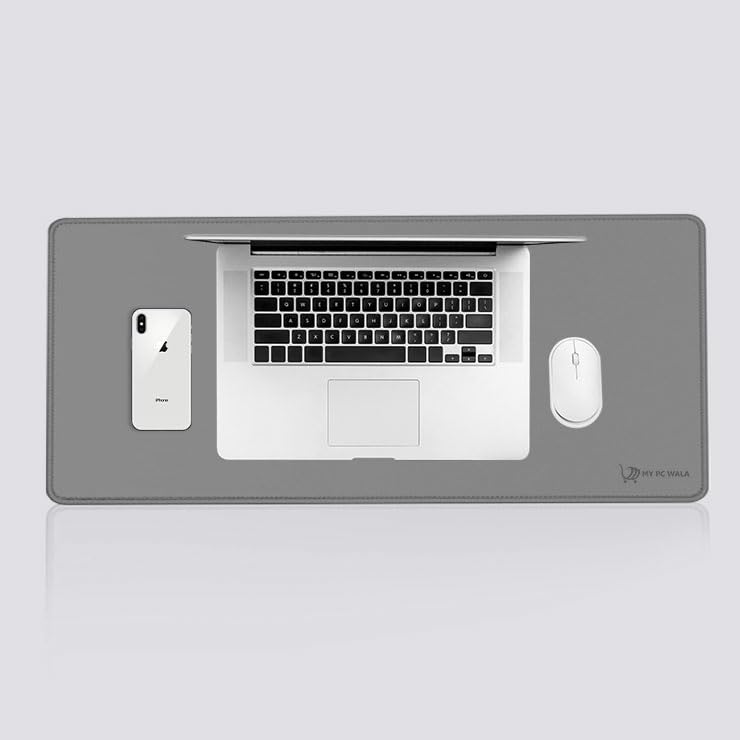 Image of Desk Mat 60x30 cm (11 x 23 inch) Dark Grey | Large Mouse Pad for Office Computer Laptop Keyboard | Waterproof Anti-Slip Rubber Base Desk Mat