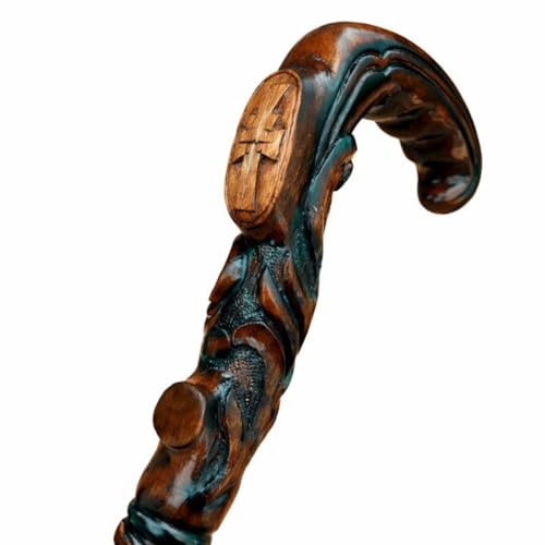 Wooden Christian Cross Engraved Hand Carved Cane - Premium Wood