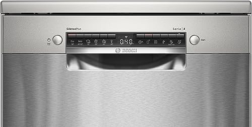 Bosch Series 4 Free-Standing Dishwasher 60 cm,EcoSilence Drive, Home Connect Via Wlan for Remote Monitoring and Control, 14 place settings, Silver Inox, SMS4HMI65M 1 Year Manufacturer Warranty