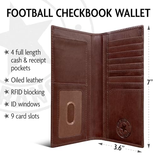 Quarterback Rodeo Leather Wallet for Men, RFID Tall Bifold Zipper Wallet, Full-Grain Leather, Multi-Card Slots4